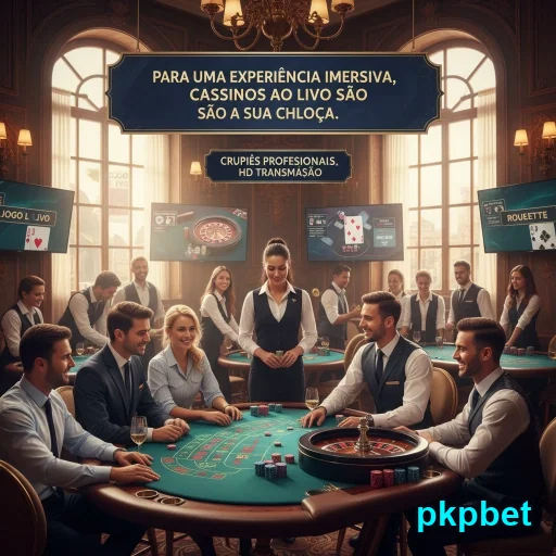 Croupiers em cassino ao vivo no pkpbet com mesas de jogos.