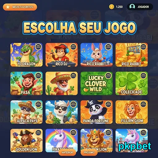 Interface de jogos de slots na pkpbet com diversas opções.