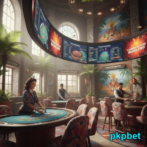 Ambiente interativo do cassino ao vivo na pkpbet com dealers.