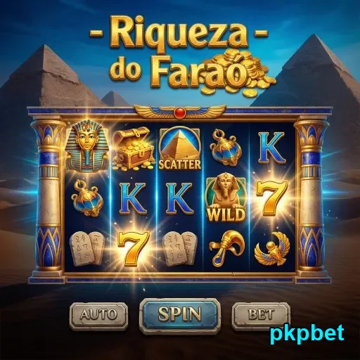 Tela do jogo de cassino 'Riqueza do Faraó' na pkpbet.