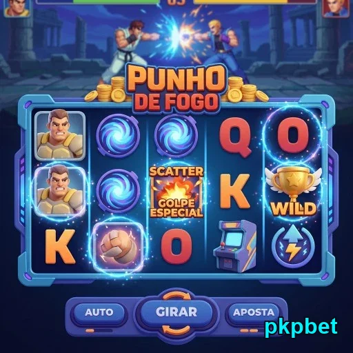 Tela do slot Punho de Fogo no pkpbet, destacando funcionalidades.