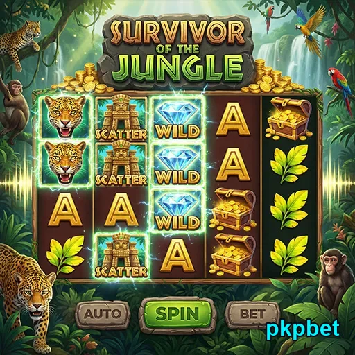 Jogos VIP da pkpbet com Survivor of the Jungle em destaque.