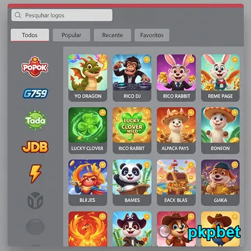 Interface da pkpbet com destaque para slots VIP e populares.