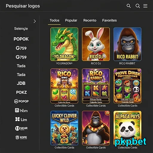 Tela de jogos da pkpbet mostrando opções de caça-níqueis.