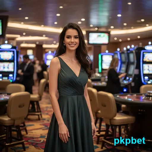 Modelo no cassino da pkpbet mostra a experiência VIP.